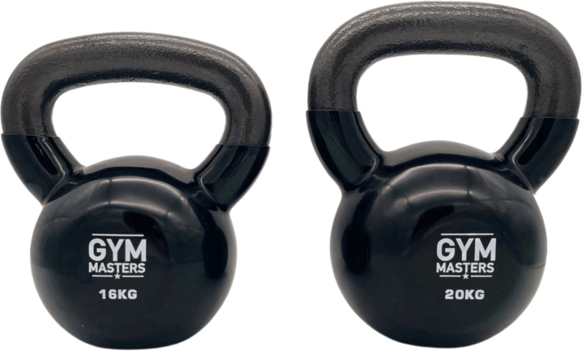 Gym Masters - kettlebell 20 KG - vloerbeschermend - PREMIUM - kettlebell set - kettlebel - krachttraining - fitness gewichten - kettlebell 20kg - gewichten 20 kg - home gym - kettlebells - gietijzer - gym equipment – foto 5