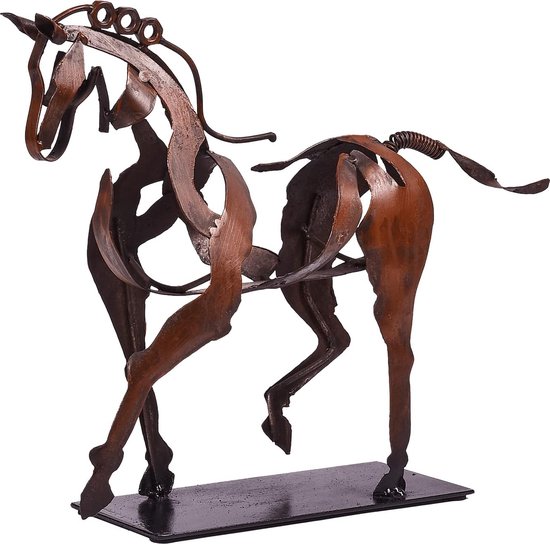 Foto: Kunst metalen paard standbeeld decoratie handgemaakte moderne paard sculptuur ambachten rustieke metalen standbeeld decoratie thuis plank open haard kantoor standbeeld stijl 1 