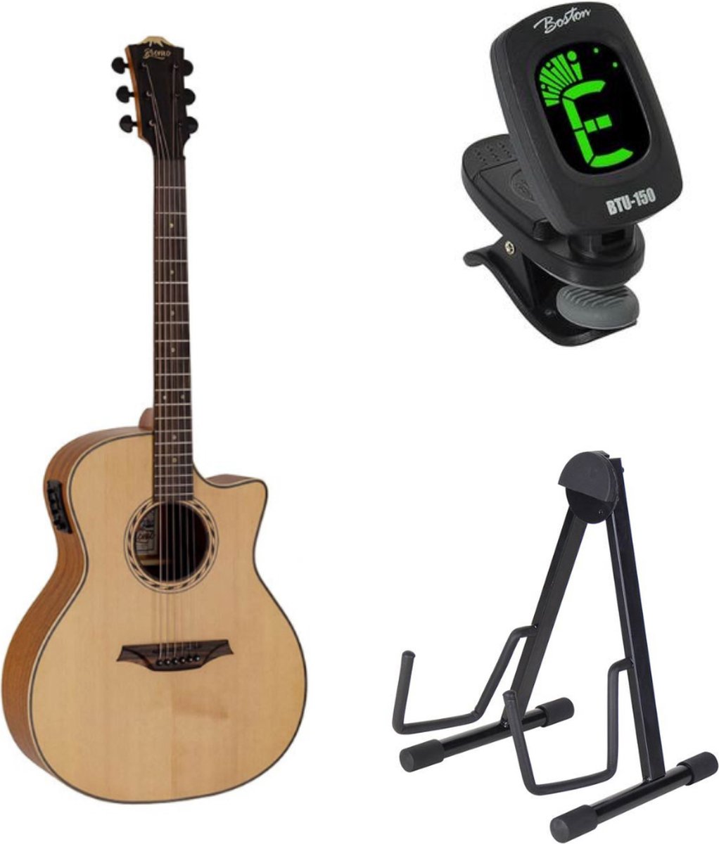 Bromo BAT2CE bundel auditorium naturel semi akoestische western gitaar
