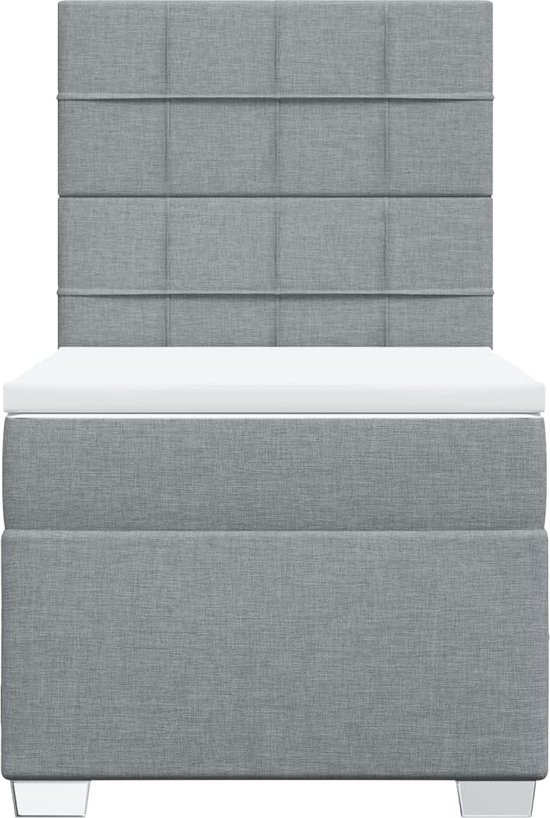 vidaXL - Boxspring - met - matras - stof - lichtgrijs - 90x200 - cm