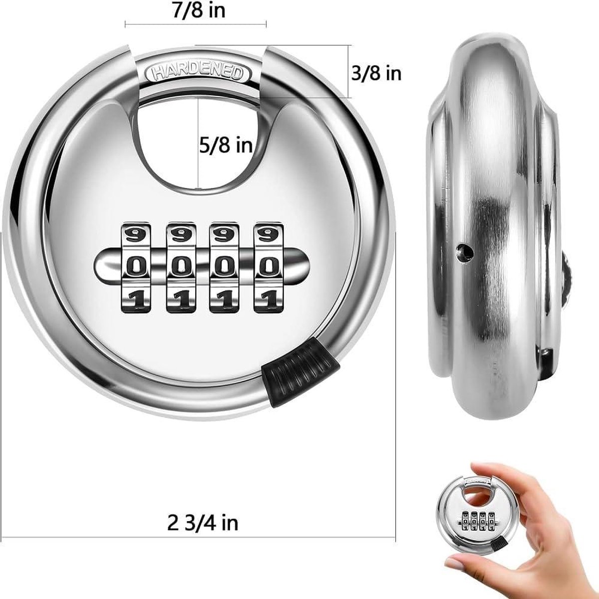 kruse Sleutelkluis rond 51mm rvs met cijfercode - 99476140909031