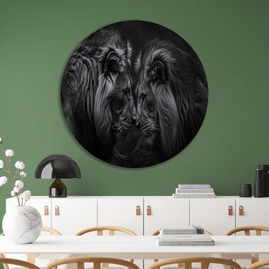 Décoration murale Lion ronde - Tableau Animaux rond - Tableau rond Lion - Décoration murale industrielle - Forex - Accessoires de bureau cercle mural forex 50x50 cm