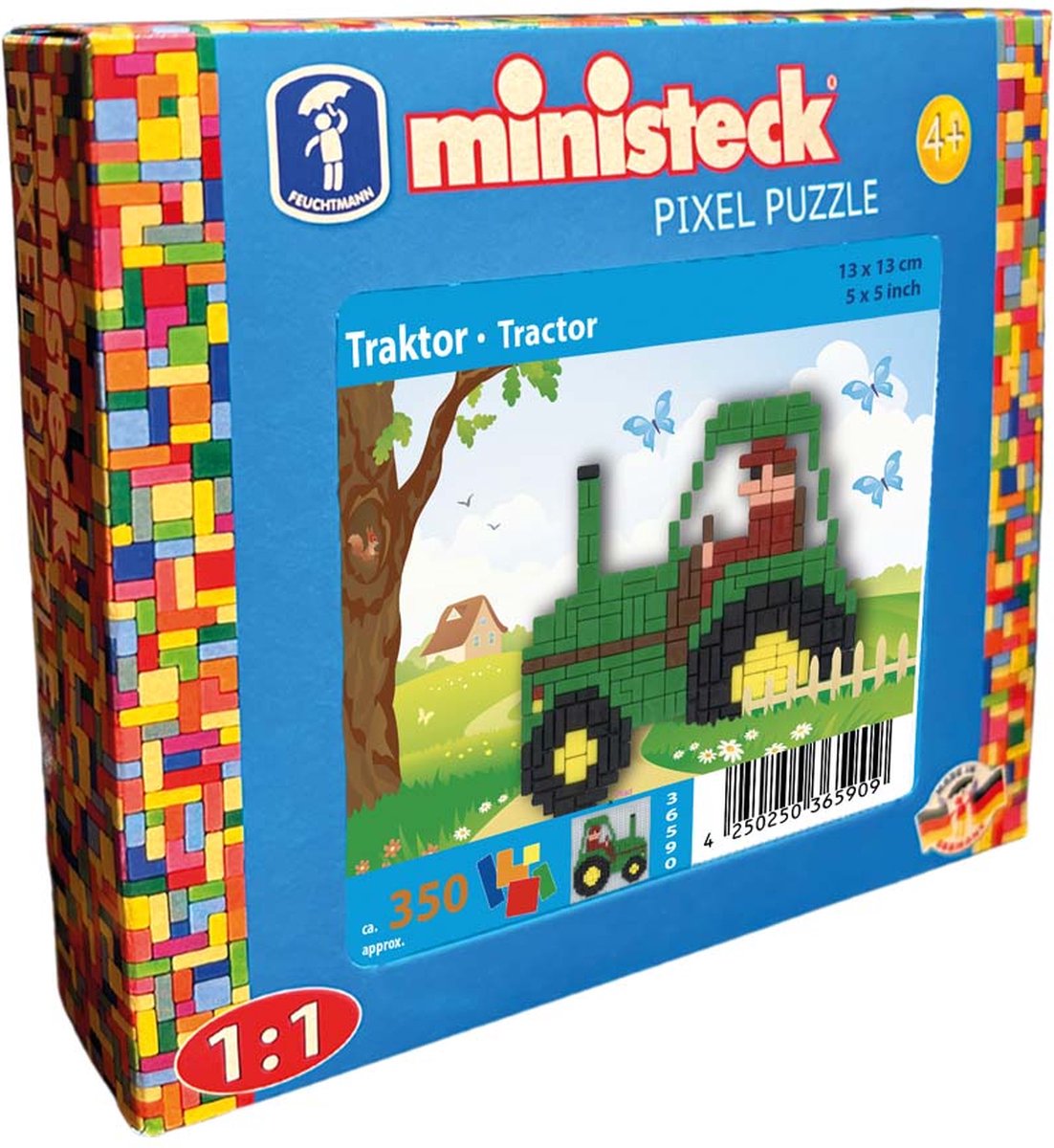 Ministeck Farm Tractor mozaïek speelgoed - 350 stukjes - creatief bouwplezier.