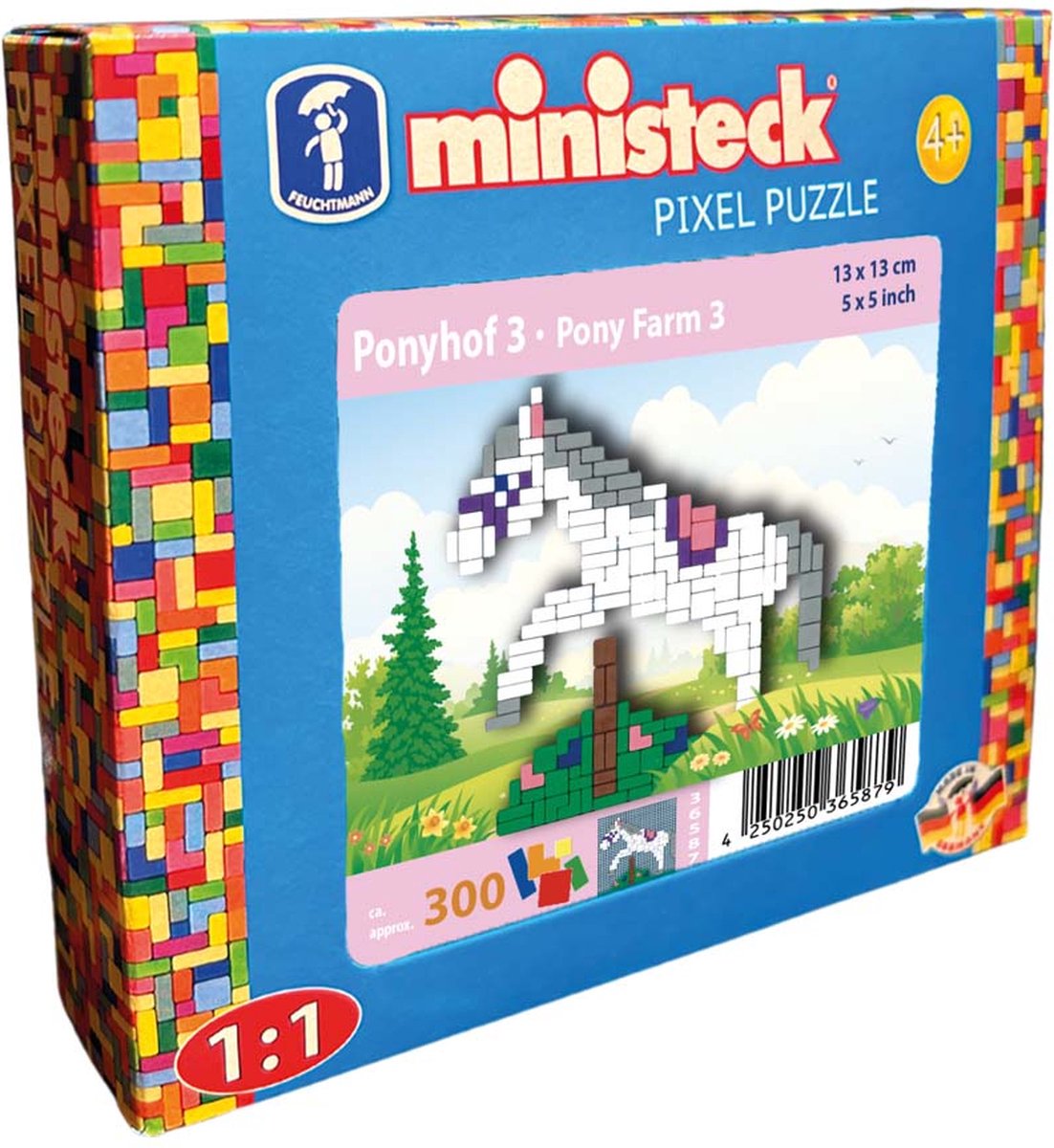 Ministeck creatieve mozaïekset Ponyfarm 3 - 300 steentjes - kleurrijk speelgoed.