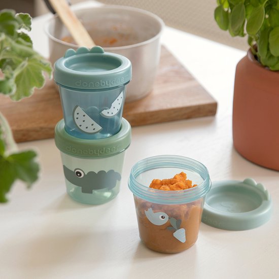 Done By Deer Baby Food Container Croco Green 3-pack van Done by Deer — afbeelding 2