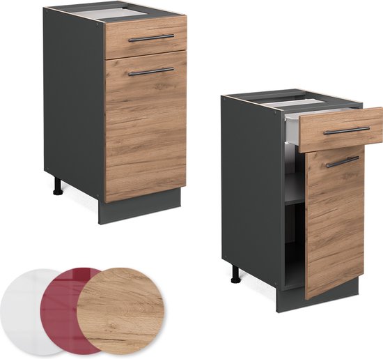 Vicco Fame- Line Cuisine - 40 cm, WB Anthracite Chêne puissant doré, WB Anthracite