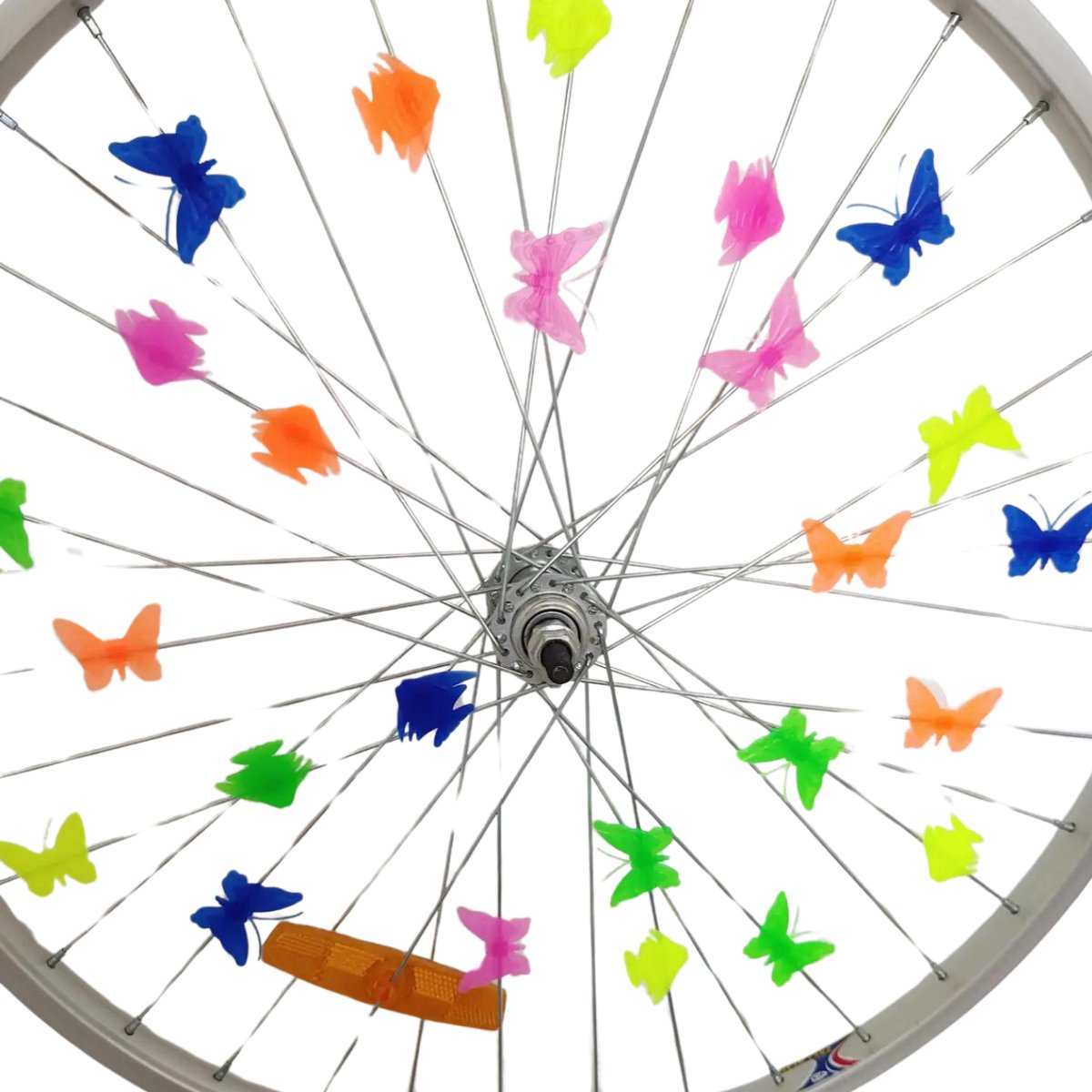 104 Réflecteurs De Rayons Pour Vélo - Formes Papillon Et Poisson Multicolores - Accessoire Déco Et Sécurité Nocturne