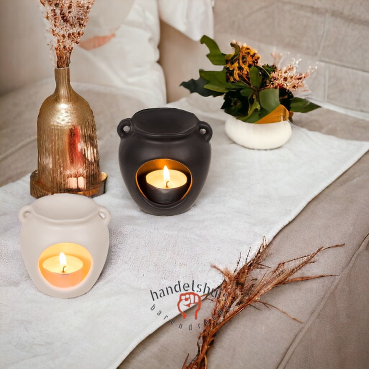 Goedkoopste Keramische geurbrander Amphore - Keramiek - Oil burner - 0ut of the blue - GRATIS DOOSJE WAXMELTS