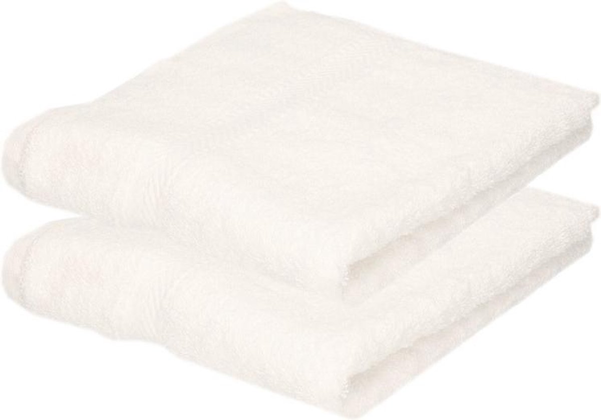 2x Luxe handdoeken wit 50 x 90 cm 550 grams - Badkamer textiel badhanddoeken