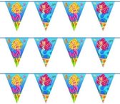 3x Zeemeermin themafeest vlaggenlijnen / slingers 10 meter - Kinderfeestje/verjaardag vlaggetjes