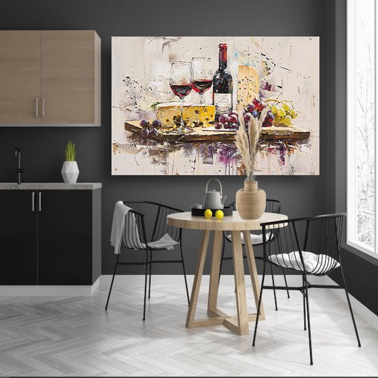 Tableaux fromage - Portrait Nourriture - Peintures toile Vin - Décoration salon industriel - Peintures sur toile - Décoration chambre toile 60x40 cm