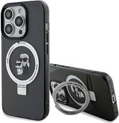 Karl Lagerfeld Ring Stand Karl & Choupette Coque arrière rigide avec MagSafe pour Apple iPhone 13 Pro Max - Zwart