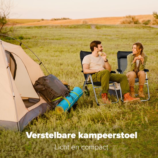 TRVLMORE Campingstoel - 5 standen - Inklapbare Kampeerstoel - 110 kg draagvermogen - Visserstoel - Klapstoel - Zwart van TRVLMORE — afbeelding 2