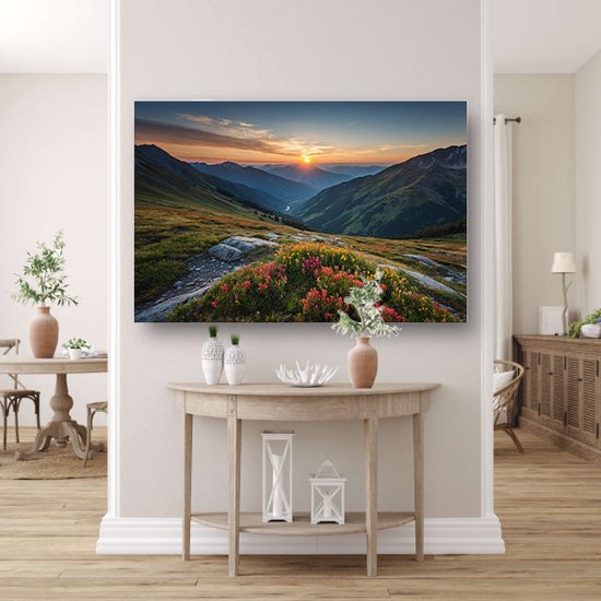 Tableaux de paysages de montagne - Décoration murale nature - Tableaux sur toile Fleurs - Tableau rural - Tableau sur toile salon - Décoration murale chambre toile 70x50 cm
