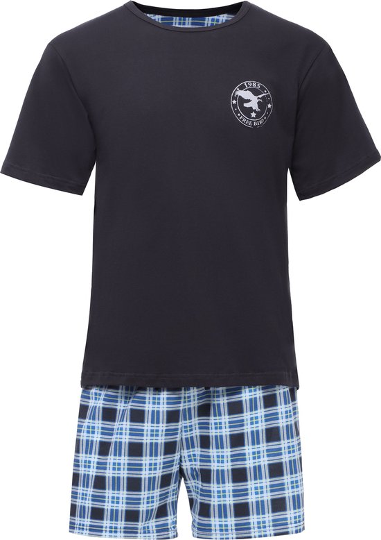 Timone TI-TI30-108-PJ Heren Pyjama - ronde hals - korte mouwen - korte broek - Katoen - Grafiet/Geruit4 - S