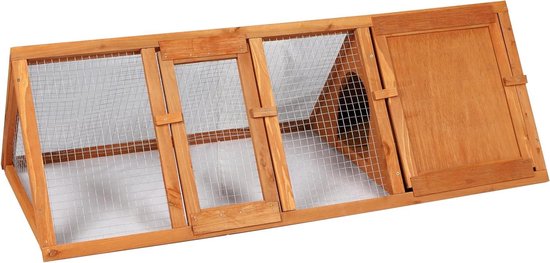 Konijnenhok van natuurlijk hout 118 x 50 x 37 cm - Mon Jardin - Ruim konijnenverblijf