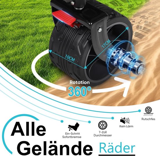Opvouwbare handkar XXXXL 350L - Extra brede banden 17x10cm - 150KG - Strandkar transportkar opvouwbaar - 4 richtingen - 4XL-Double 4021 - Blauw Zwart — afbeelding 5