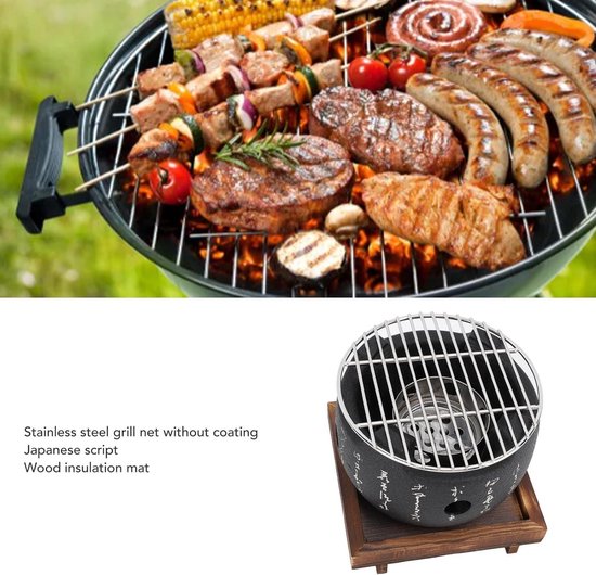 BBQ Grill Japanse Stijl Draagbaar Rond Ontwerp Voedsel-houtskoolkachel Huishoudelijk Barbecuegereedschap - Small van BBQ+ — afbeelding 4