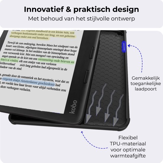 Hoesje Geschikt voor Kobo Libra Colour Hoesje Luxe Bescherm Case - Hoes Geschikt voor Kobo Libra Colour Hoes Book Cover - Grijs van Hoesje  — afbeelding 3