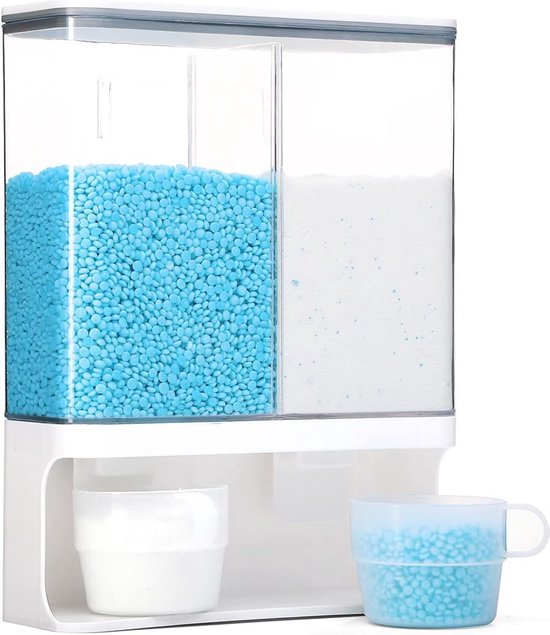 TCJJ 3 stks Wasserij Opslag Containers Met Etiketten, Hoge Capaciteit Plastic Waspoeder Opslag, Badkamer Wasserij Pod Opslag Container Met Bamboe Deksel, Voor Wassen Pods, Bad Bombs, Geur Booster