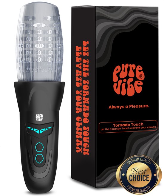 PureVibe® Tornado Touch – Draaiende Blowjob Simulator – 10 Draaistanden – Ultra Realistisch – Masturbator voor Mannen – Automatische Mastrubator – Pocket Pussy – Sex Toy – Midnight Black