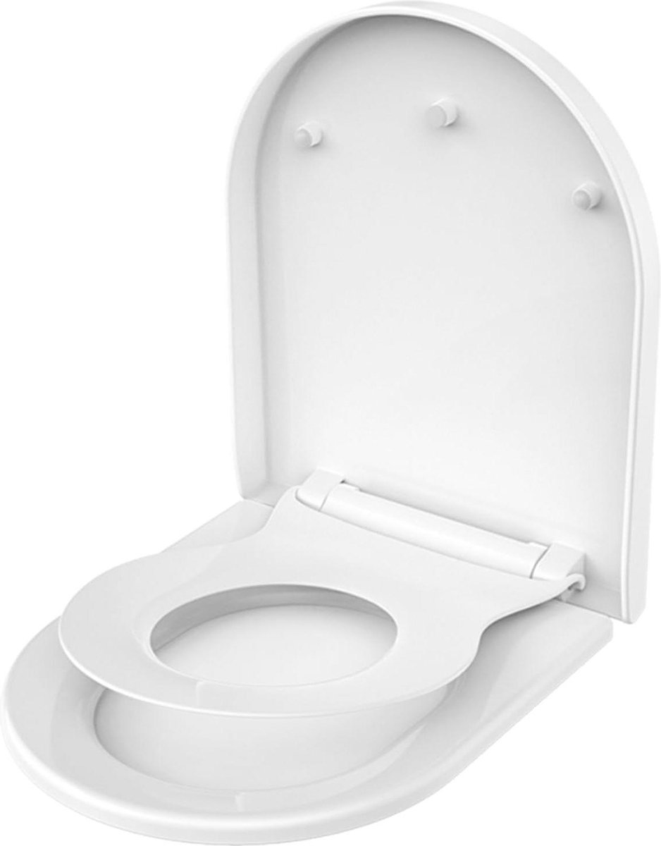 Goedkoopste Familie toiletbril met ingebouwd kinderzitje- Soft Close & Quick Release-functie- eenvoudige topbevestiging- verstelbare scharnieren- zindelijkheidstraining Toiletbril voor kinderen