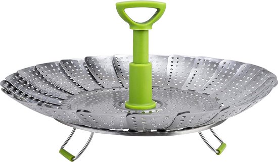 Panier Vapeur En Acier Inoxydable 25 Cm - Grille Épaisse, Double Poignée - Pour Légumes Et Petits Pains - 4