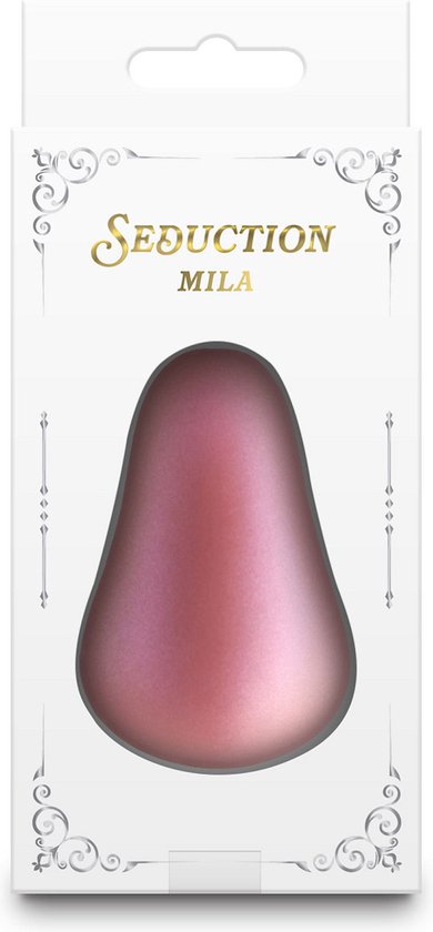 La boîte Seduction Mila, avec une découpe révélant le vibromasseur rose en forme de poire.