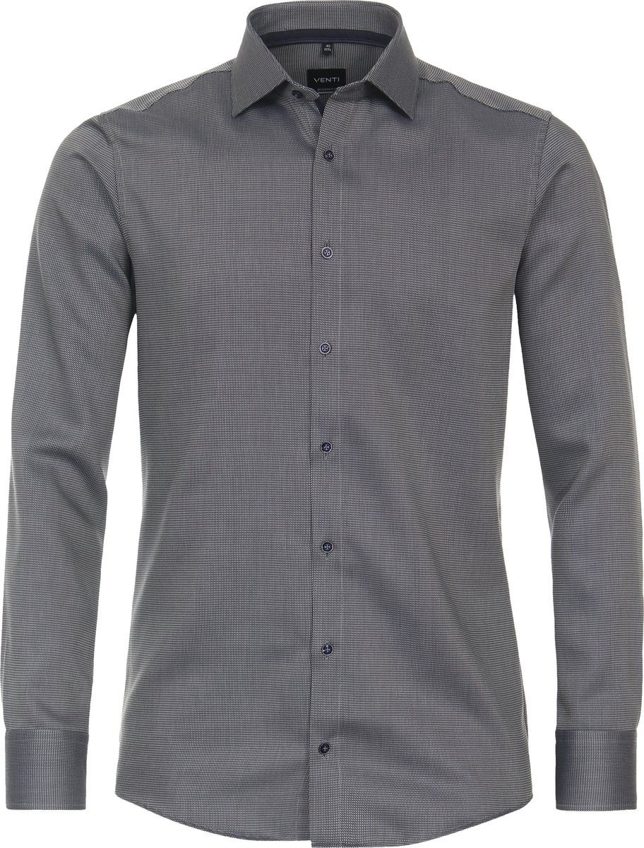 VENTI modern fit overhemd - dobby - groen - wit - blauw mini dessin - Strijkvrij - Boordmaat: 43