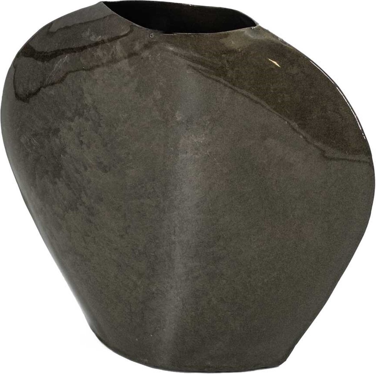 homebound by ky Metalen vaas olive | 23x12x20cm | bloemenvaas metaal olijfkleur Groen