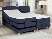 Palacio Tweepersoons boxspring met elektrische bedbodem + matras en dekmatras CASTEL PALACIO - 2x80x200cm - Denim stof L 215 cm x H 112 cm x D 168 cm