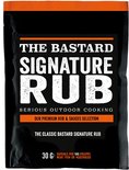 The Bastard Signature Rub kruidenmix, 30g, met oranje en zwarte verpakking.