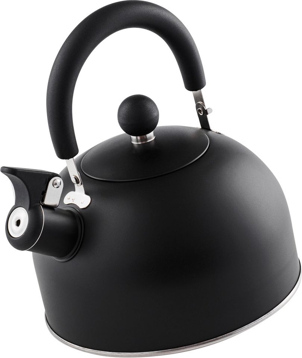 Fluitketel Edelstaal Zwart 2 l - Waterketel met Fluitje - Waterkoker