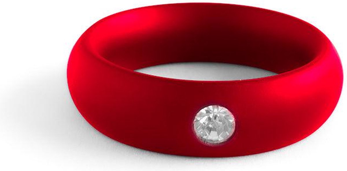 Goedkoopste Black Label - Donut Cockring met Sierkristal - Mat rood 42.5 mm