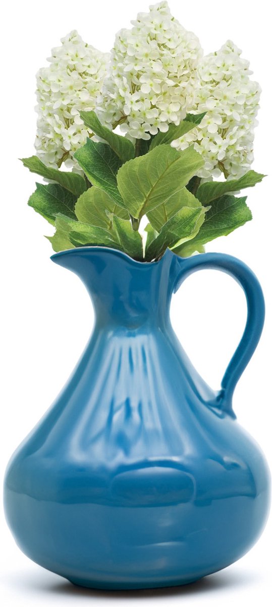 Bellatio Design Kunstbloem Pluim hortensia/Hydrangea XL - 3x - 85 cm - losse steel - kunst zijdebloem - wit