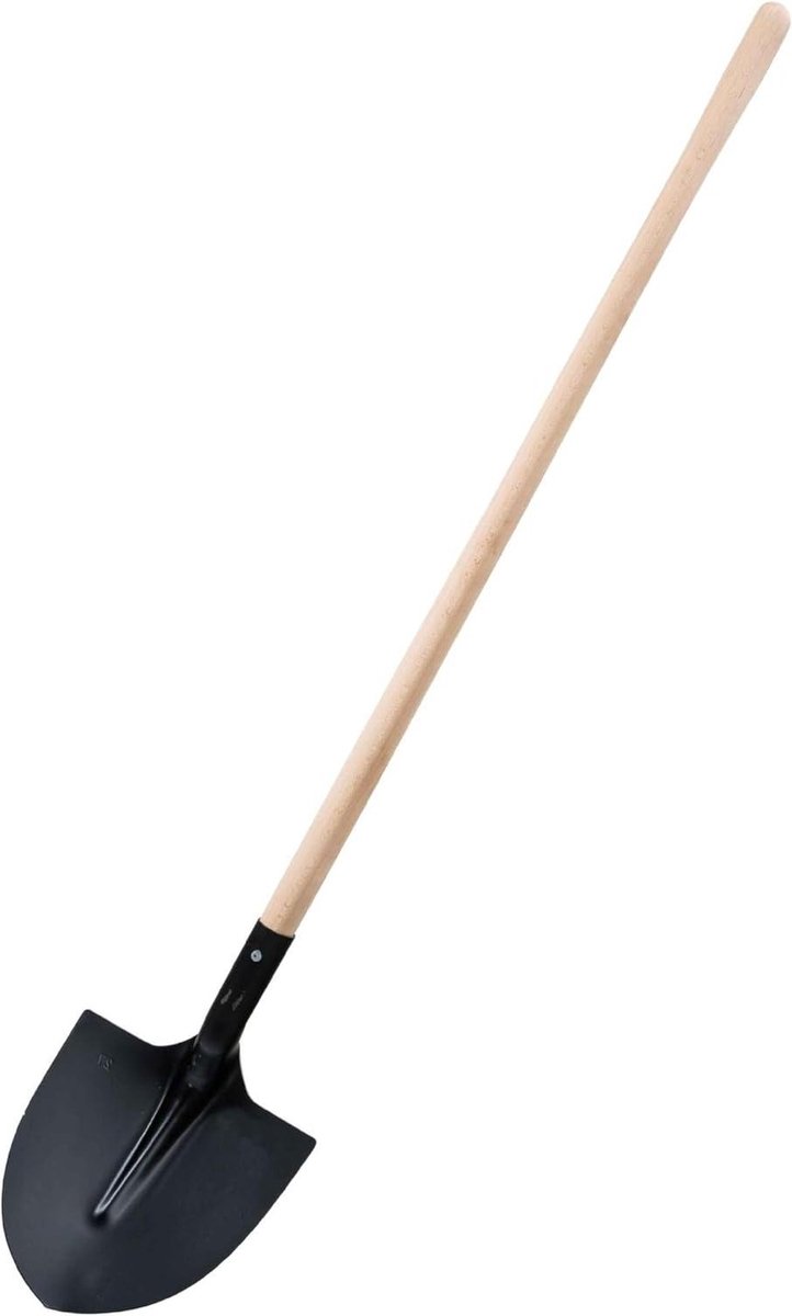 Schop met houten handvat - zwart - 27 cm