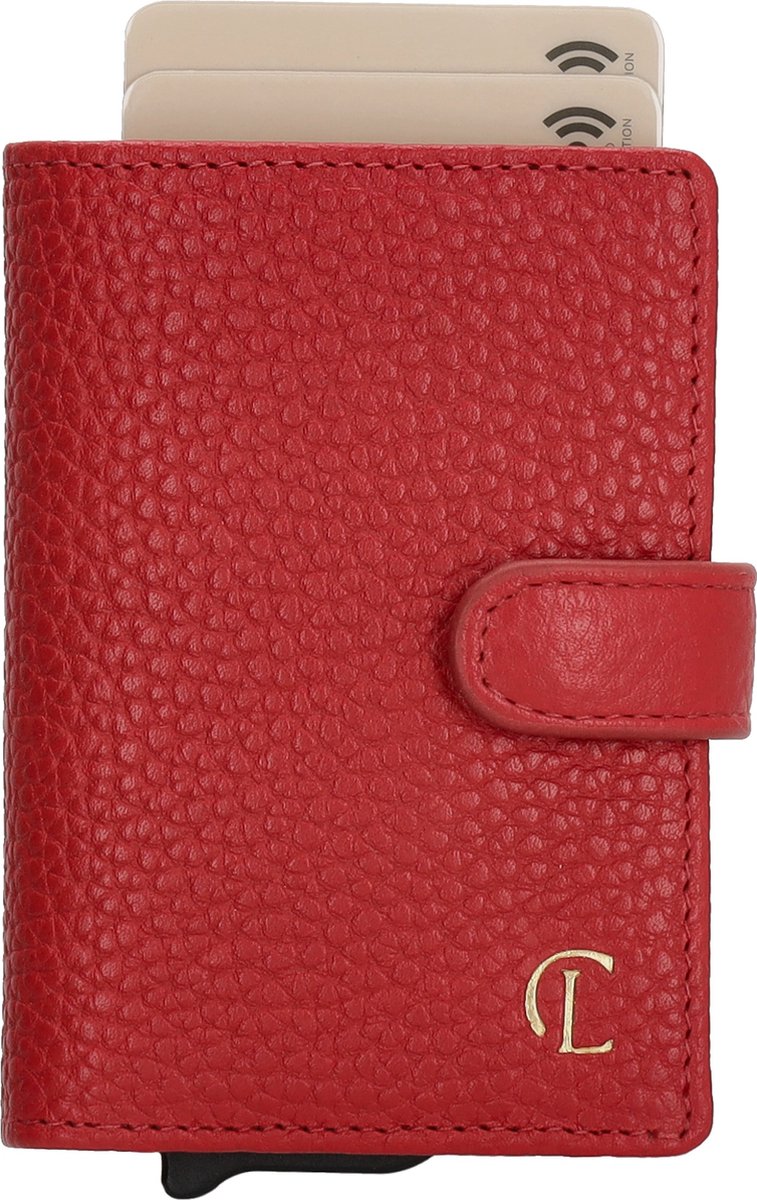 Charm London Washington Creditcard etui - 100% Leer - Leren Tas - Rood