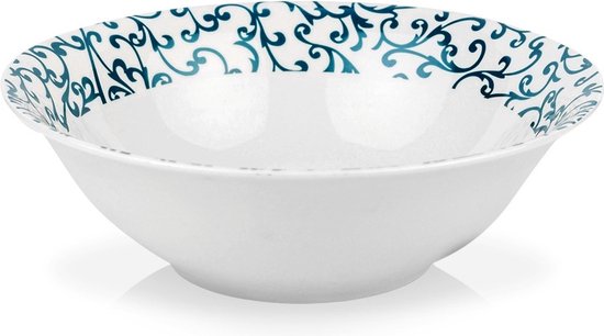 Henten Home Saladekom porselein, dessertkom/mueslikom/pastakom, kleurrijk, 630 ml, serveerschalen van porselein voor fruitsalade, pasta, muesli - Boheemse stijl