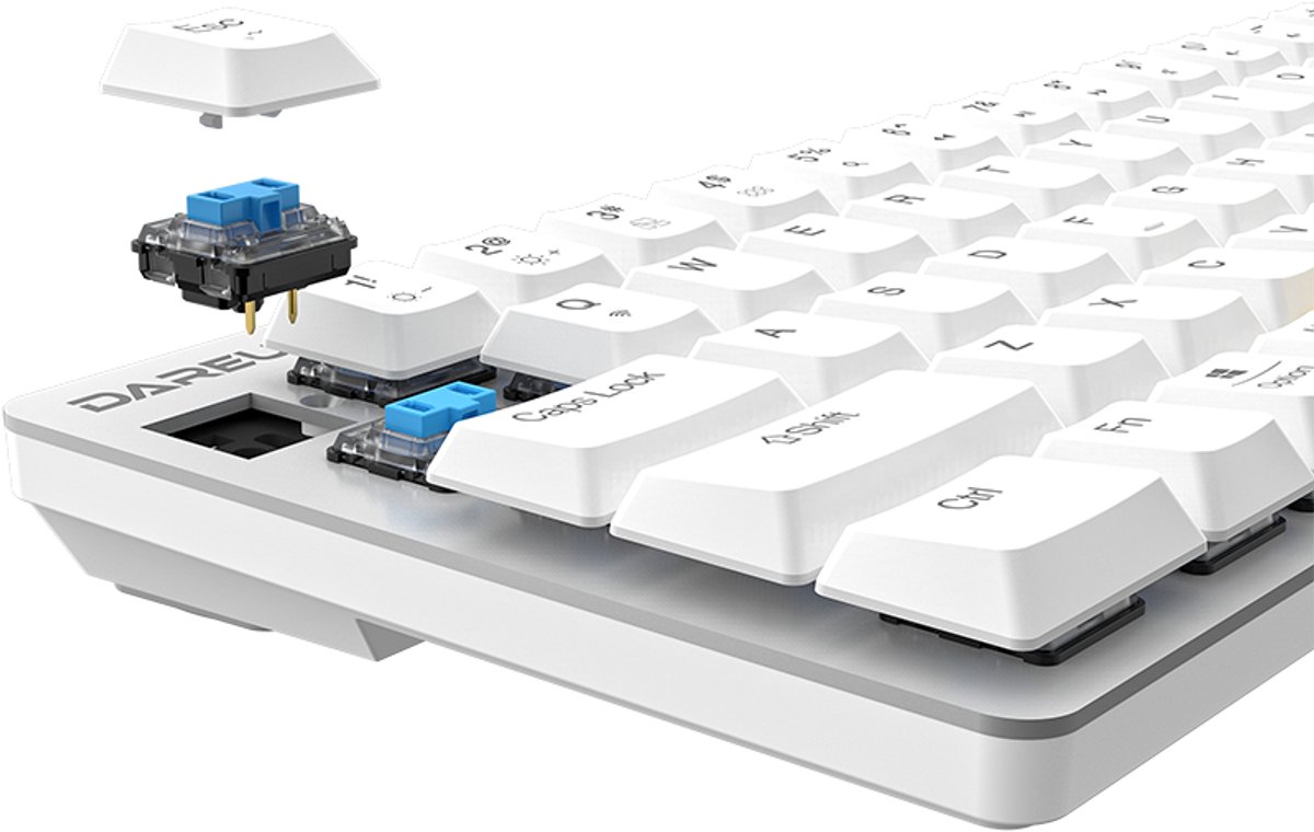 DAREU EK868 White 65% Red Low-Profile Switch Bluetooth Engels Mechanisch Gaming Toetsenbord thumbnail 3