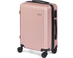 Cabine handbagage reis trolley koffer Alcatraz - zwenkwielen - 57 x 38 x 23 cm - 48 liter - roze - cijferslot - dubbel hengsel