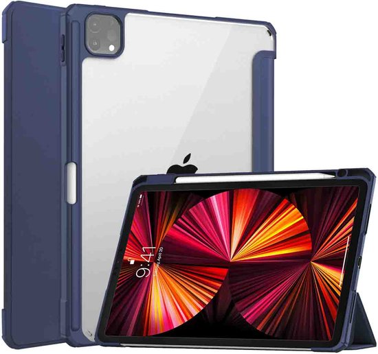 Foto: Imoshion tablet hoes geschikt voor ipad pro 11 2018 ipad pro 11 2020 ipad pro 11 2021 ipad pro 11 2022 imoshion trifold hardcase bookcase donkerblauw