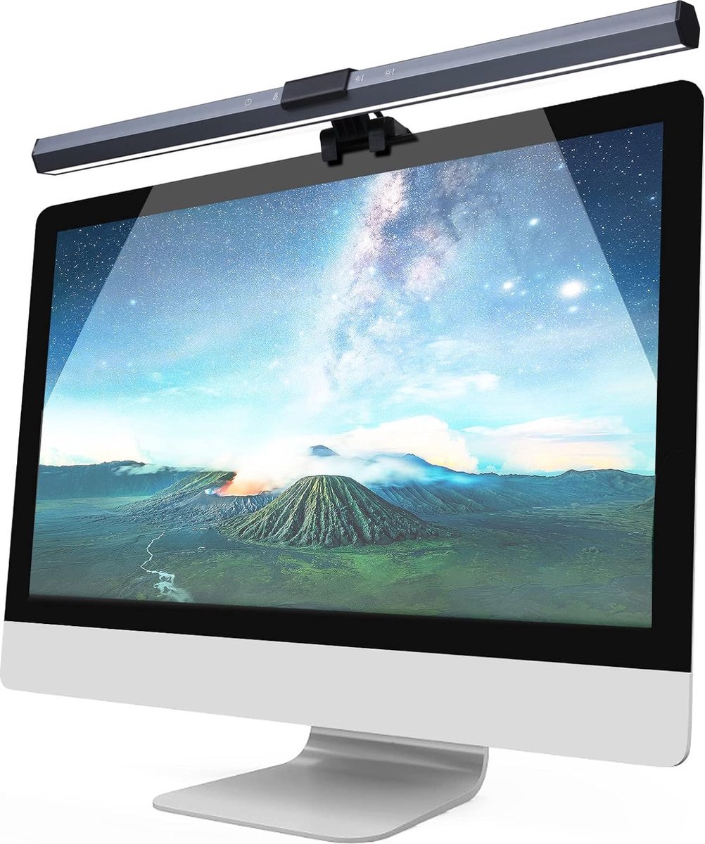 Computermonitorlamp met USB-poort - Touchscreenbediening - Verstelbare Helderheid en Kleur - Ingebouwde LED Bureaulamp voor PC-monitor