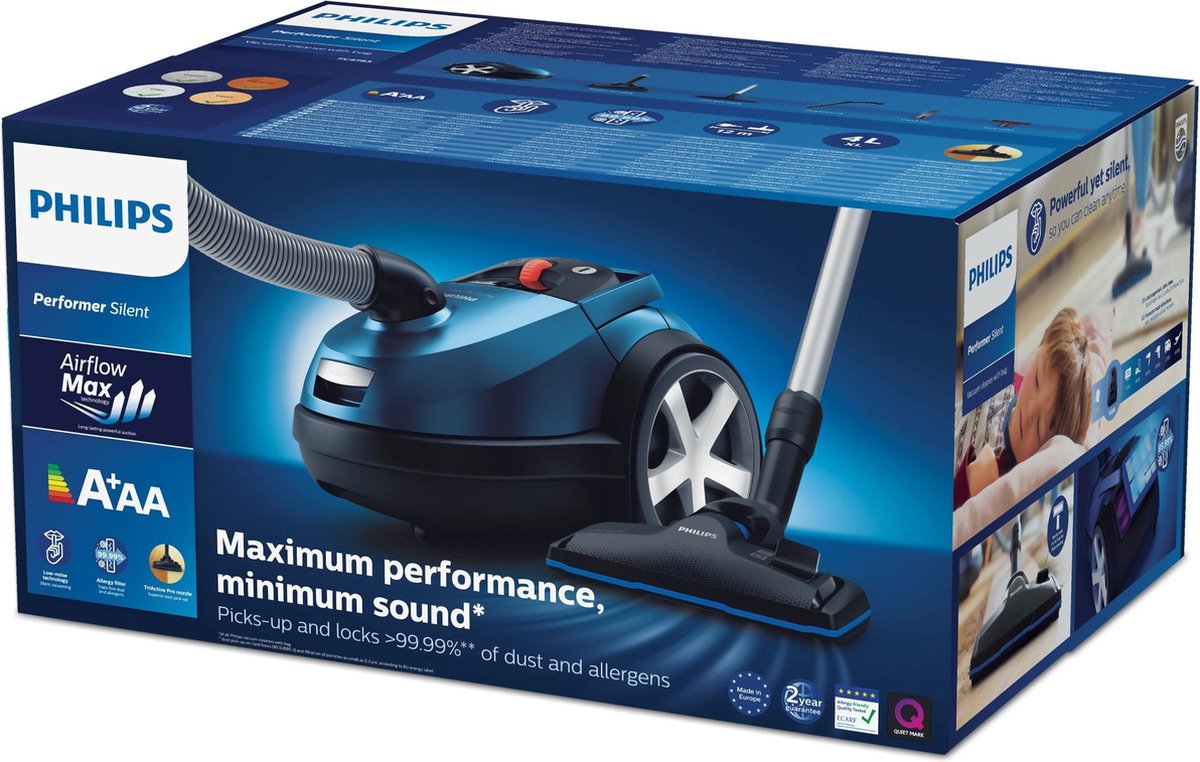 | Philips FC878309 Stofzuiger met zak Philips FC878009 Performer Silent Stofzuiger Blauw te koop