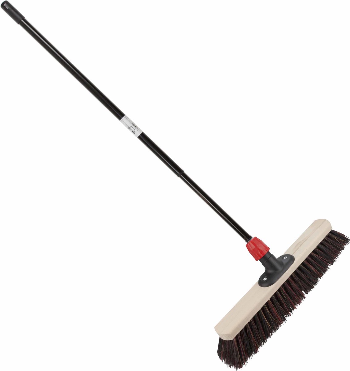 Goedkoopste Houten straatbezem/buitenbezem Arenga 50 cm met metalen telescoopsteel zwart 80 - 130 cm - Harde buitenbezems