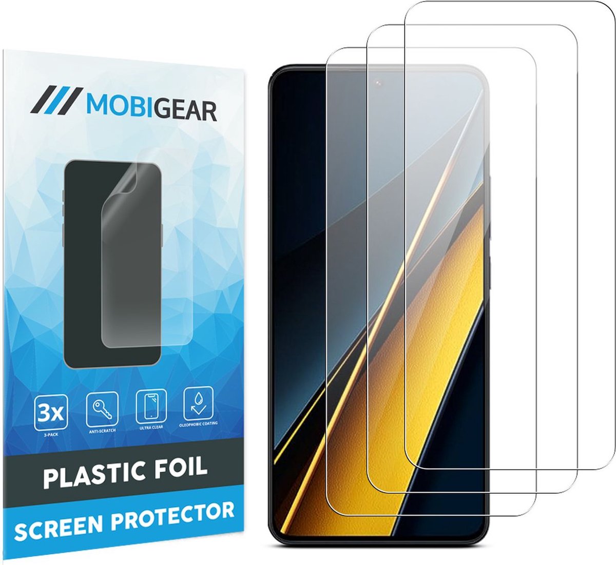 Mobigear Screenprotector geschikt voor POCO X6 Pro | Mobigear Screenprotector Folie - Case Friendly (3-Pack)