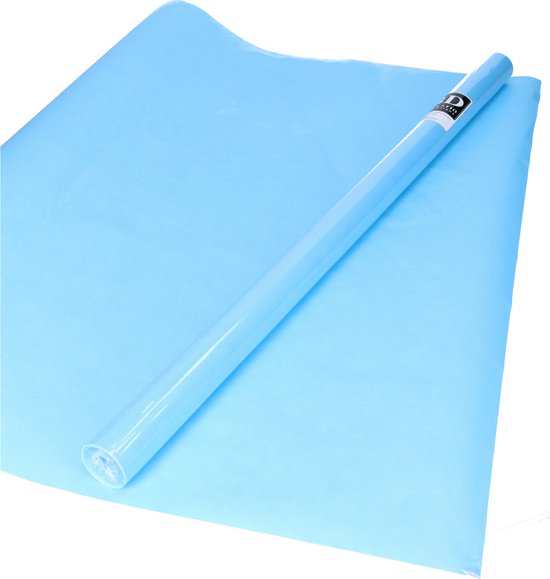 1x Rol kraft inpakpapier lichtblauw 200 x 70 cm - cadeaupapier / kadopapier / boeken kaften