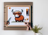 Pixel art schotse hooglander schilderij | Schotse Hooglander vereeuwigd in prachtige pixel art kunstwerk | Kunst - 30x30 centimeter op Canvas | Foto op Canvas
