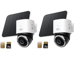 eufy 4G LTE S330 Beveiligingscamera 2-Pack- met WiFi – 4K Pan&Tilt – Volkomen draadloos met zonnepaneel – AI Tracking en 4G verbinding met simkaart