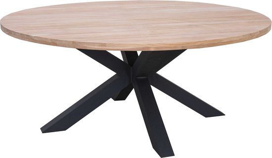 Tuintafel Feliz Ø180 - teak/zwart