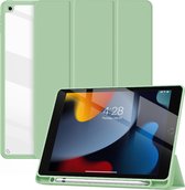 Geschikt Voor iPad Hoes 9/8/7 - 9e/8e/7e Generatie - 10.2 Inch - 2021/2020/2019 - Solidenz Hybrid Bookcase - Cover Met Autowake - Hoesje Met Pencil Houder - A2757 - A2777 - A2696 - Lichtgroen